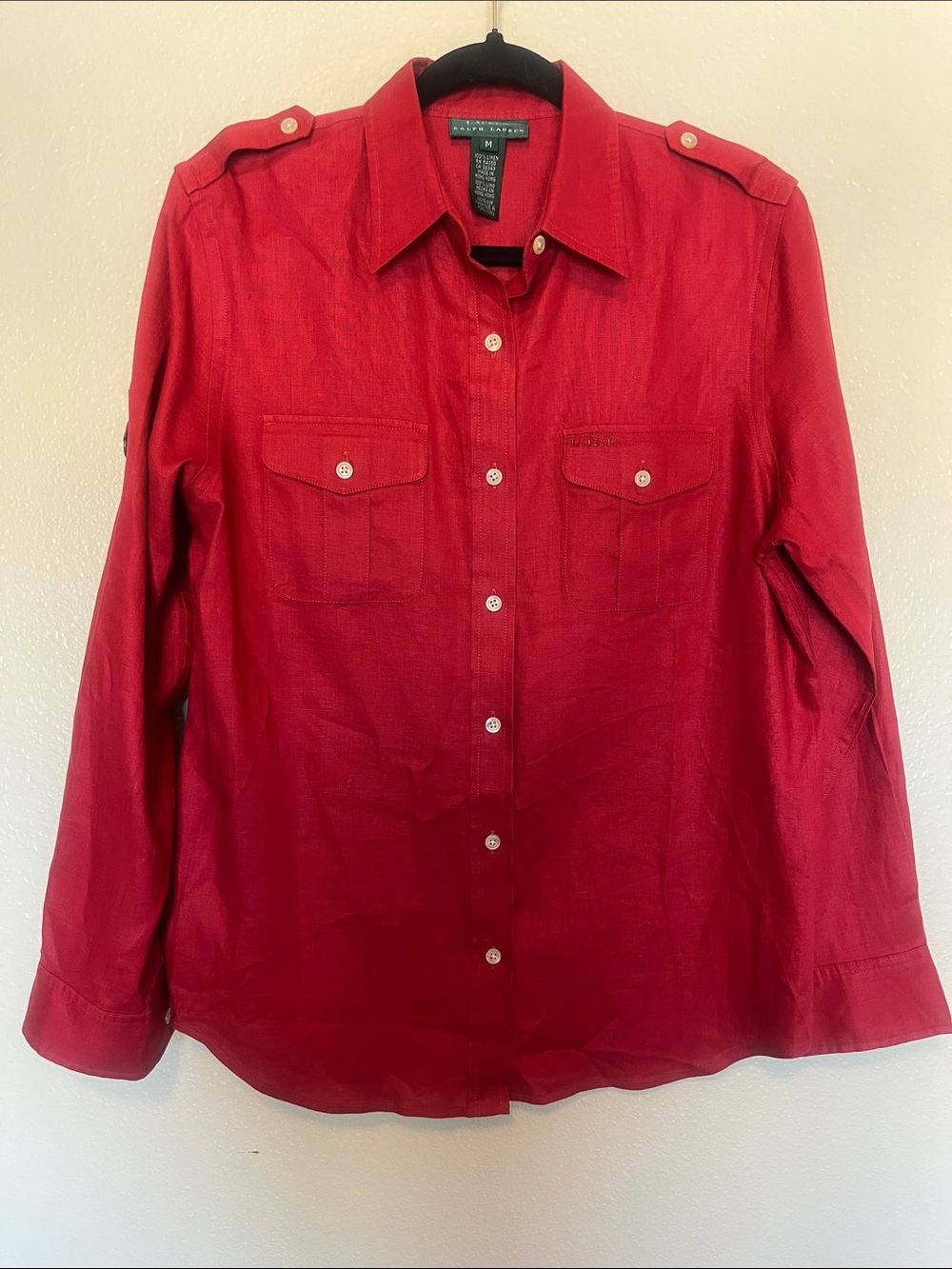 Lauren Ralph Lauren Red Button-Down Utility Shirt